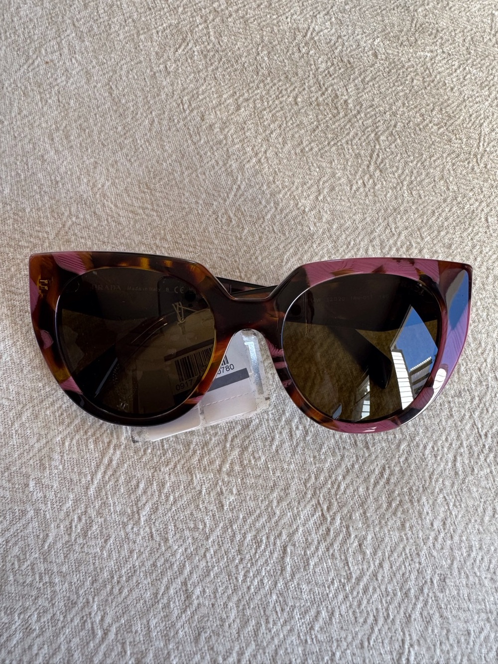 Prada Women’s Brown & Pink Tortoiseshell Sunglasses New - Picture 12 of 15